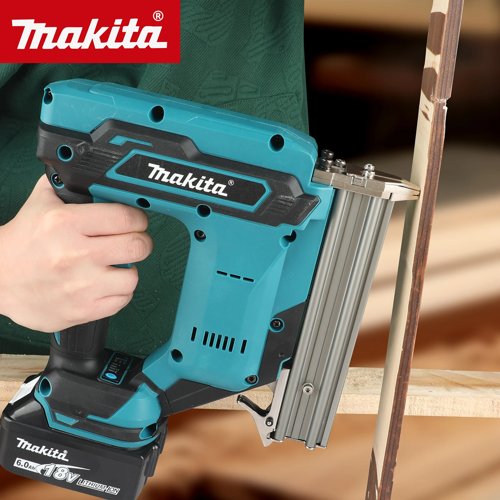 Woodworking Nail Gun - Makita Lithium-Ion Nail Gun:18V, 6.0Ah Battery,