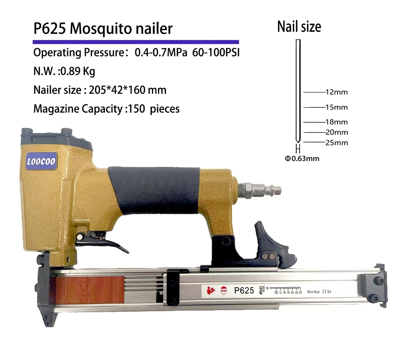 P625 23Ga Pneumatic Air Pin Na - Woodworking Nail Gun ulasan dan harga
