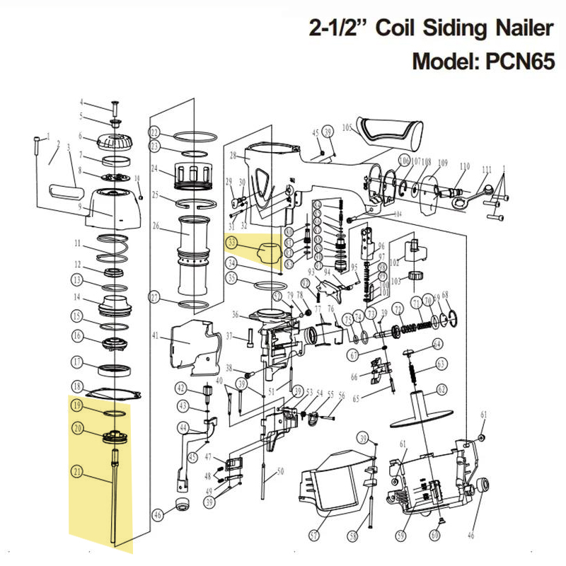 PCN65 Coil Nailer Main Piston  - Woodworking Nail Gun ulasan dan harga